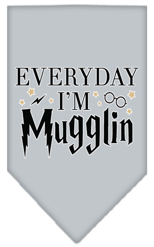 Everyday I'm Mugglin Screen Print Bandana Grey Small